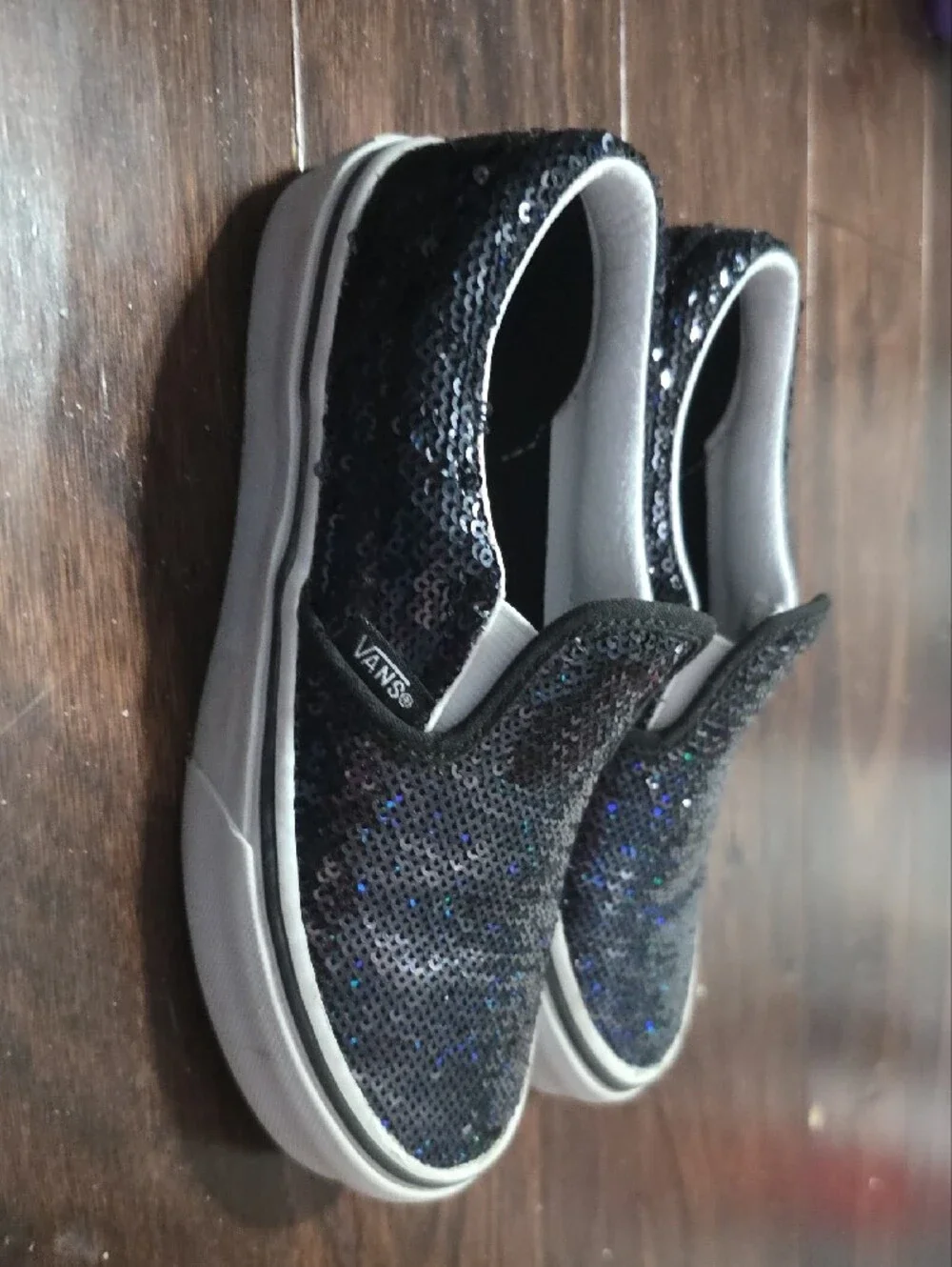 Vans Kids Black Sequin Slip-On Sneakers